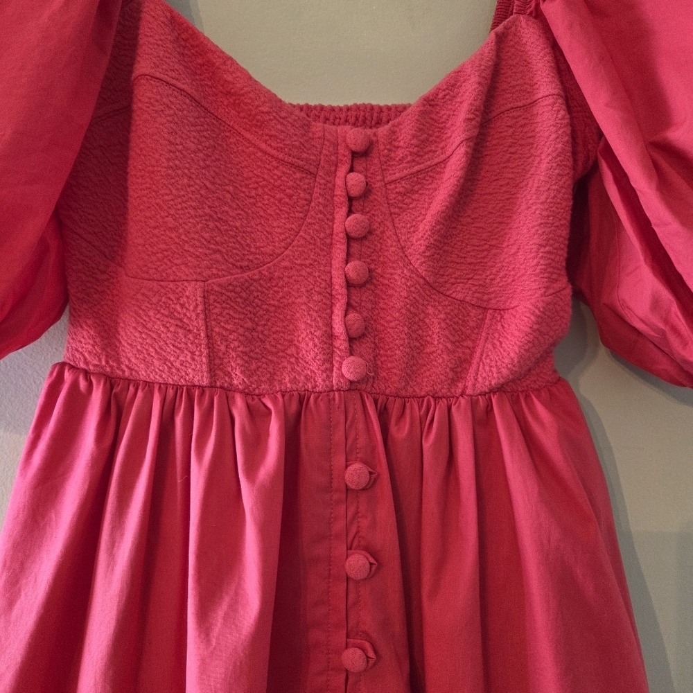 Anthropologie Maeve Women's Puff Sleeve Sweetheart Feminine Mini Dress Red Sz S - Picture 9 of 16